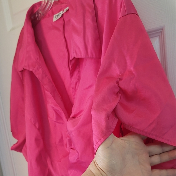 Cato Woman Plus Size 26/28W Blouse Shirt Short Sleeve Color Hot Pink Used - Picture 8 of 10